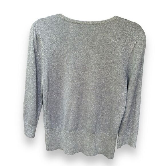 WHBM Sparkly Gray Cardigan Gold Silver Size Medium - Picture 2 of 13